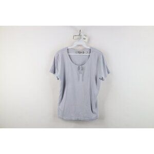 Vtg 90s Eddie Bauer Womens Large Faded Blank Tie Front Cotton Knit T-Shirt USA